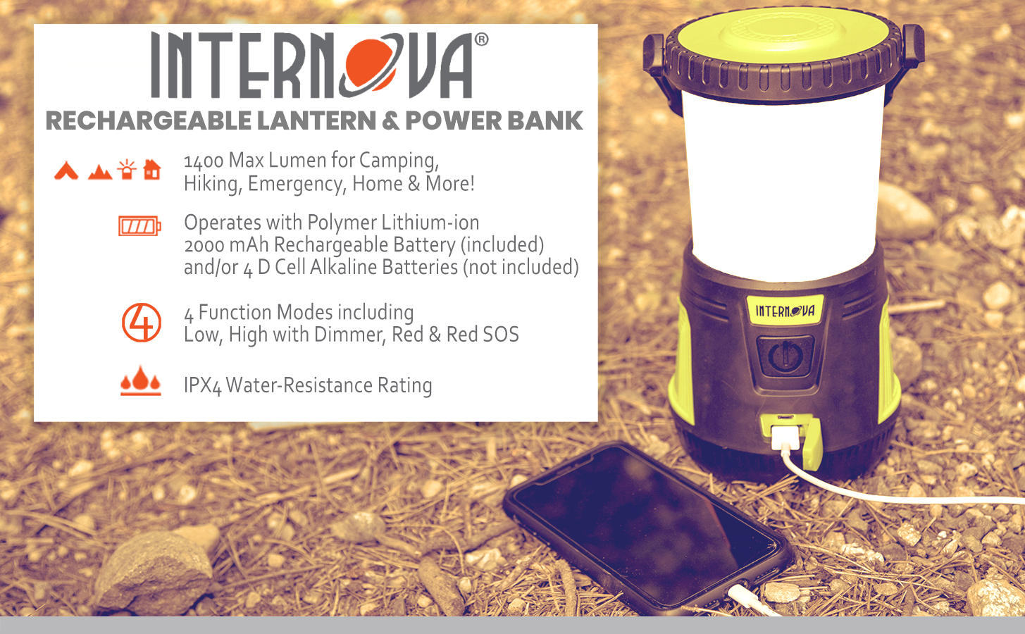 Internova Monster Trip-Strip LED Camping Lantern - Massively Bright -  Intervine