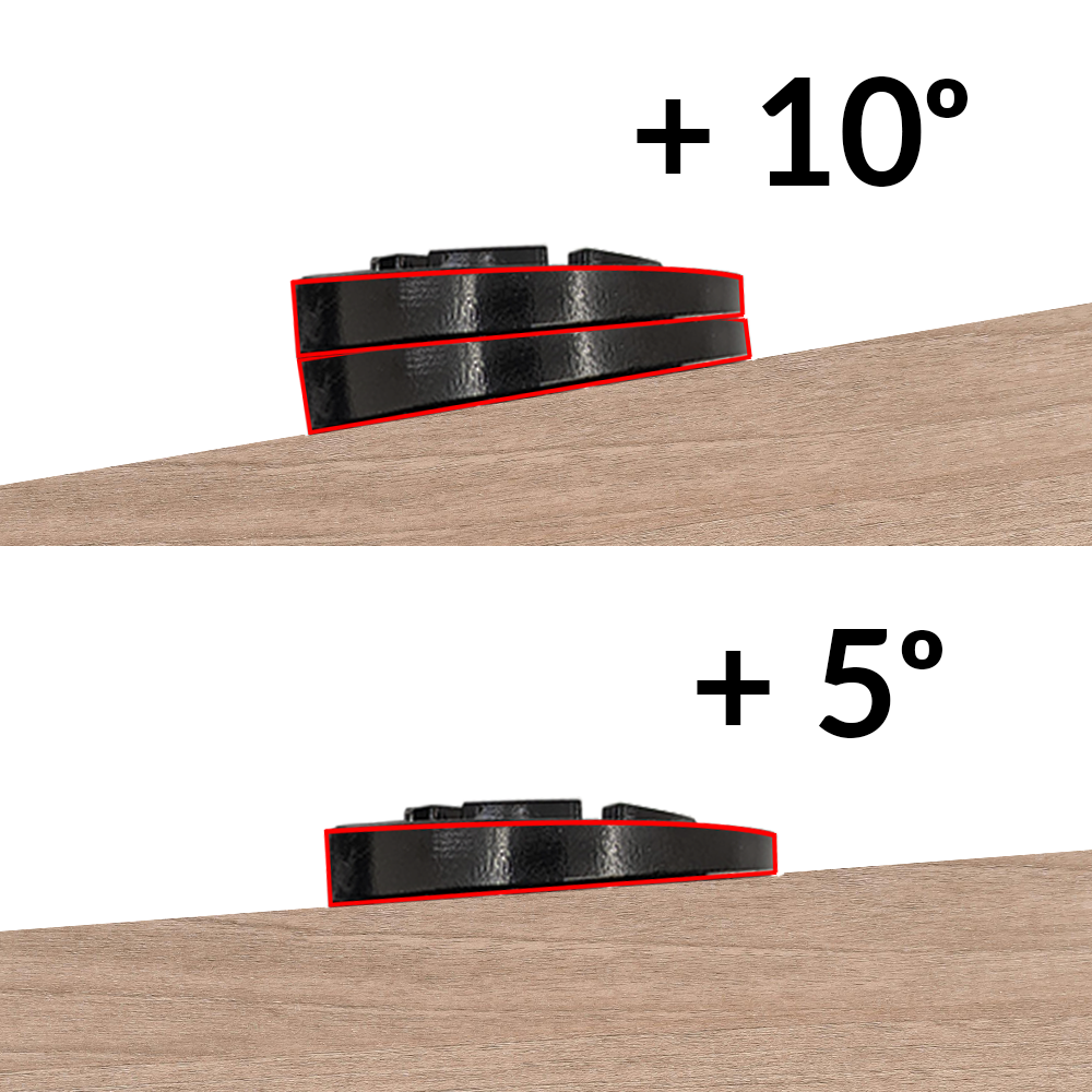 differing ramp angles with snap'n stack adapters