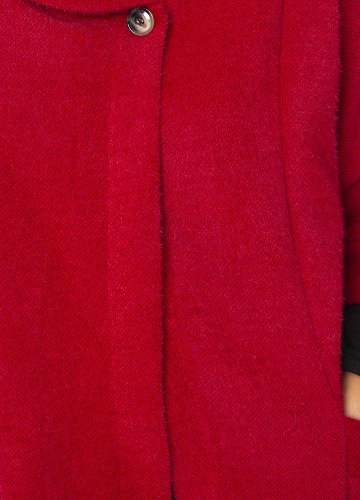 Round Neck 3/4 Sleeve Coat/Cardi in Red