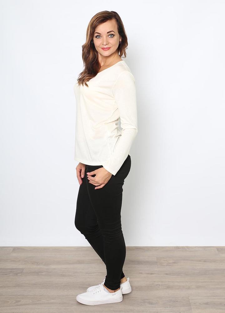 Basic Fleece Lined Top in Cream