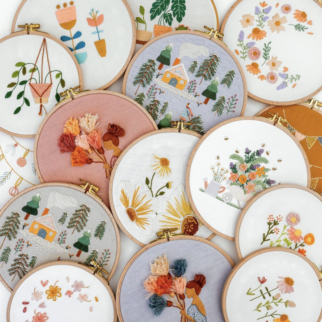 This is an image of a lot of the embroidery patterns created by Clever Poppy.