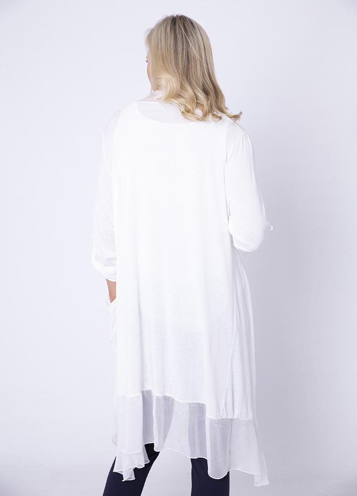 Long Button Sleeve Silk Cardi
