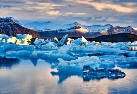 Icebergs in a glacier lagoon in Iceland