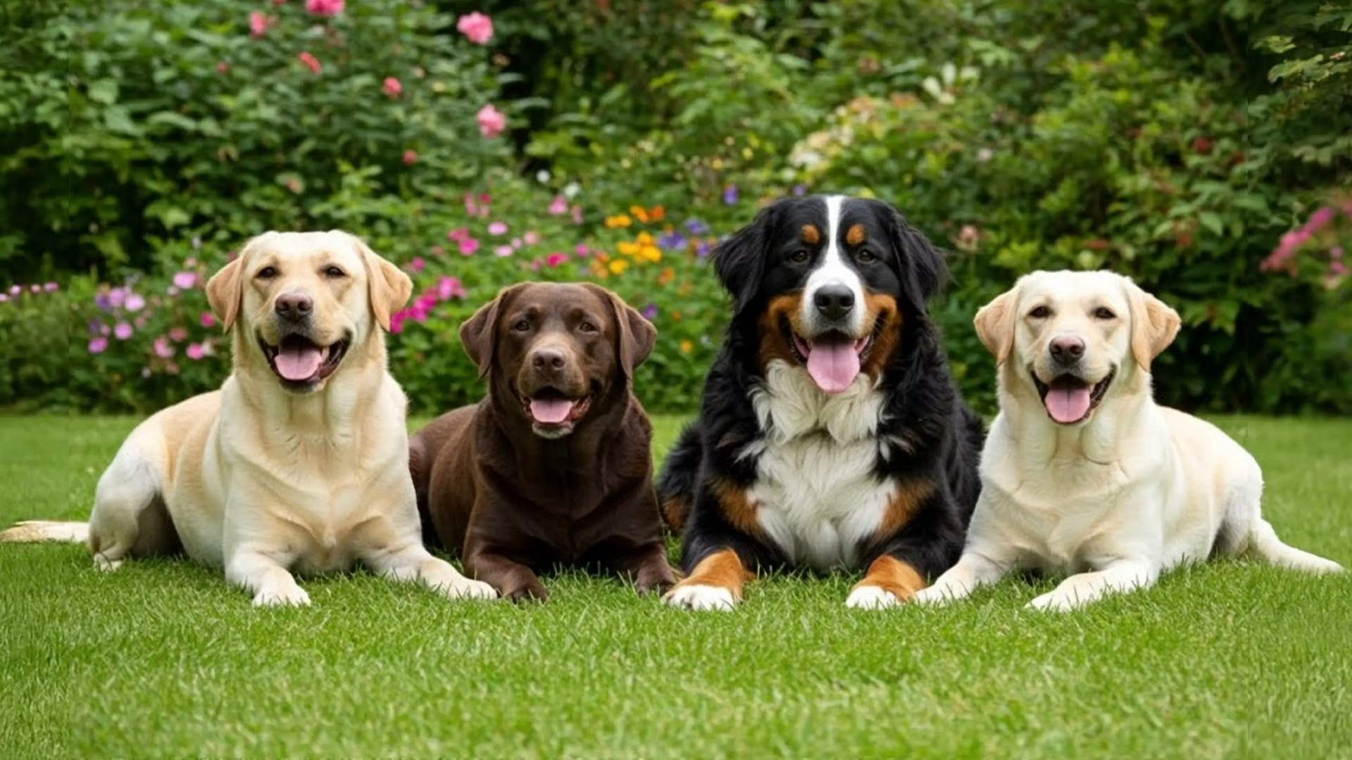 four adult dogs