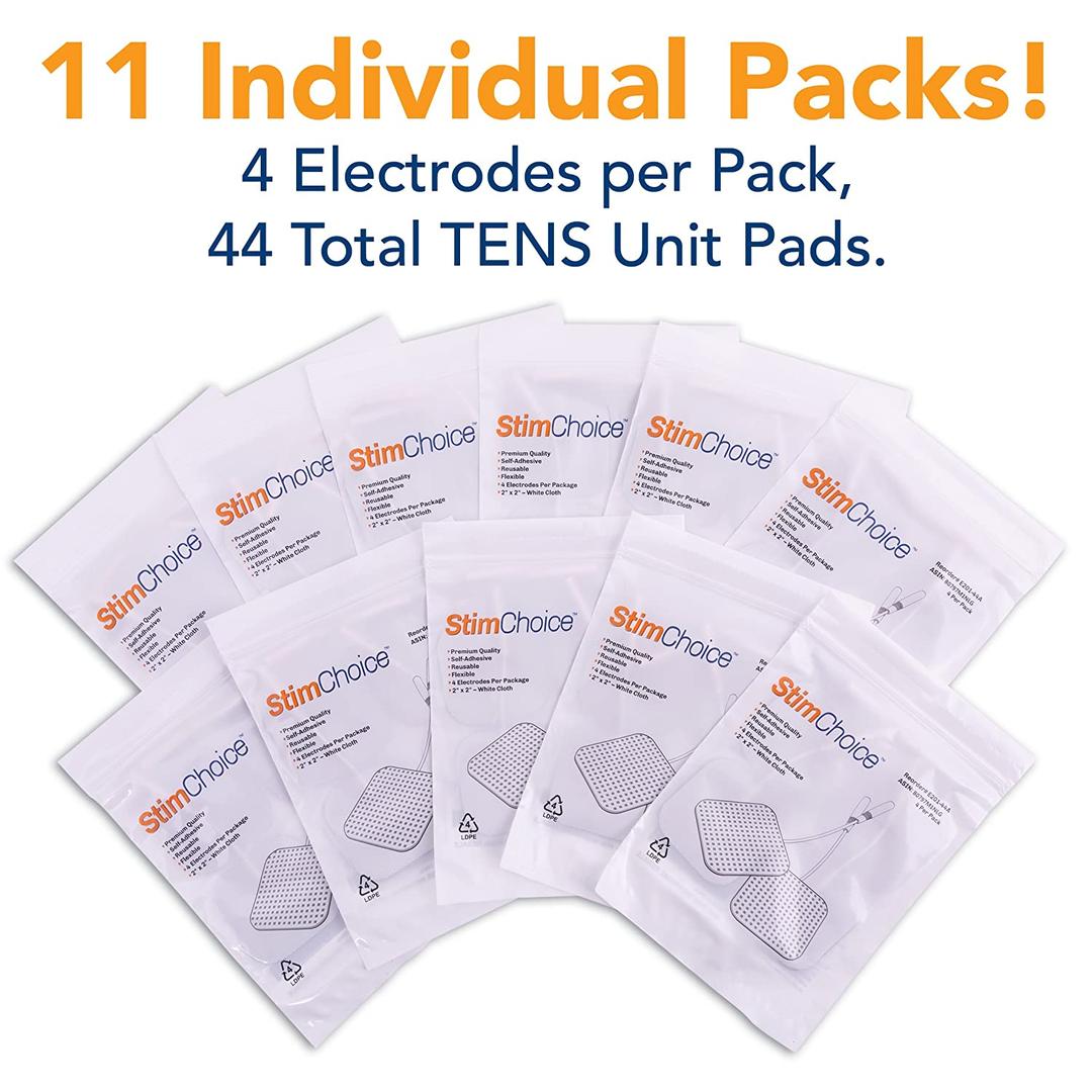 StimChoice Premium Quality 2" x 2" TENS Unit Pads - 20/44 Count