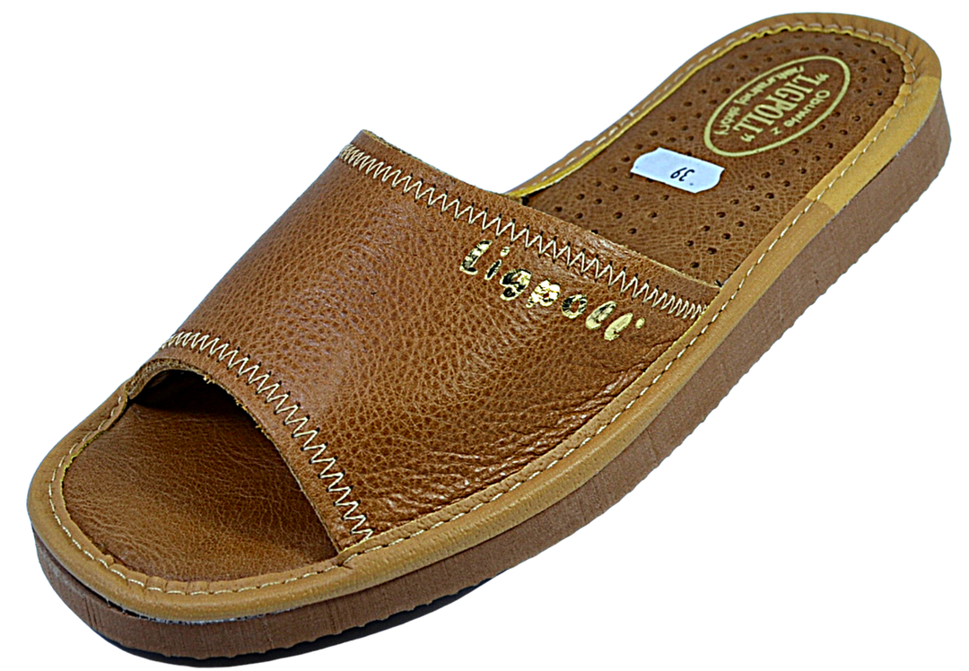 Despina - Women handmade brown slippers -Reindeer leather