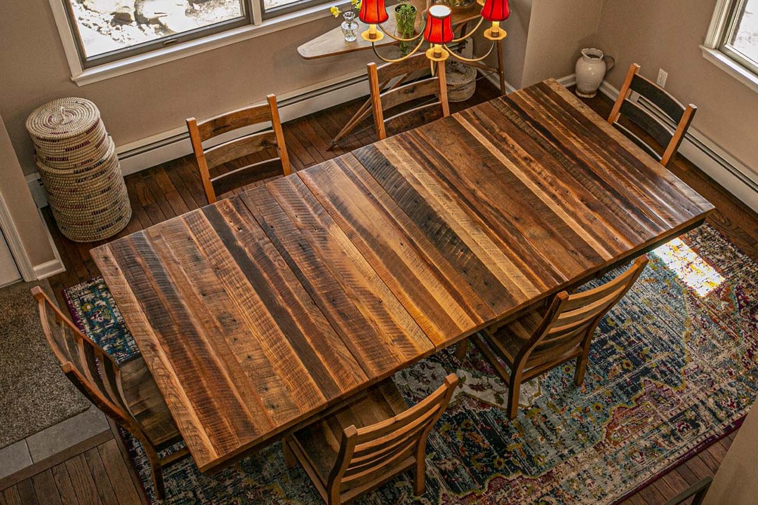 reclaimed wood extendable dining table