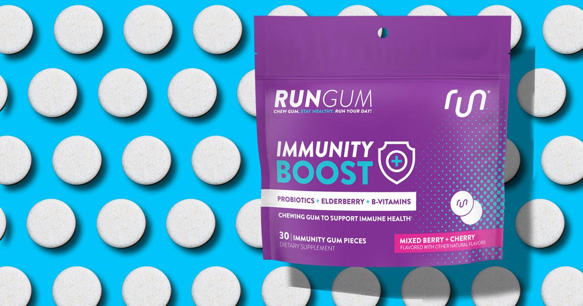 Run Gum Immunity Gum Probiotics, Elderberry, BVitamins