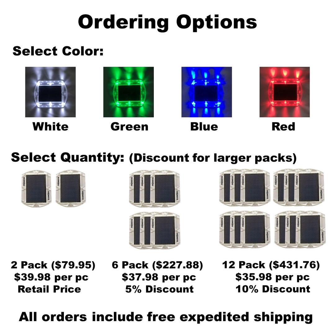 Solar Driveway Lights Dock Marine Lights 4-Pack,2 Colors in 1