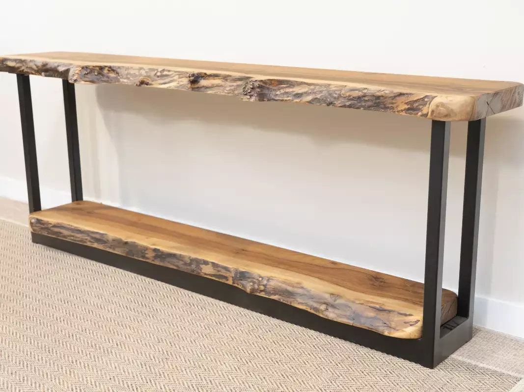 2 tier Live Edge Walnut Console Table