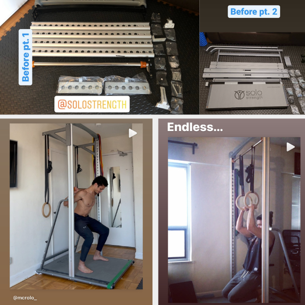 customer build SoloStrength freestanding gym assembly