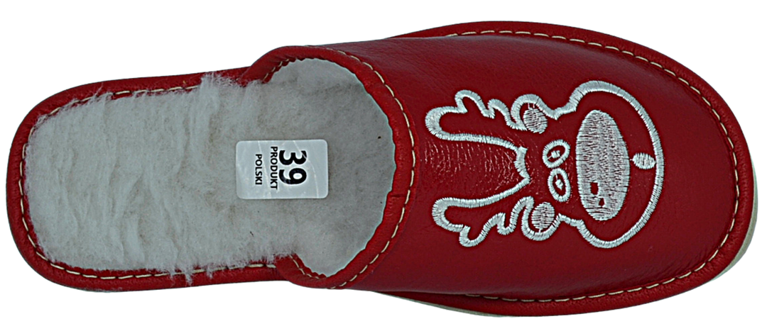 Aria - Women red bedroom slipper - Reindeer Leather