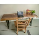 rustic, live edge walnut wood desk, steel base