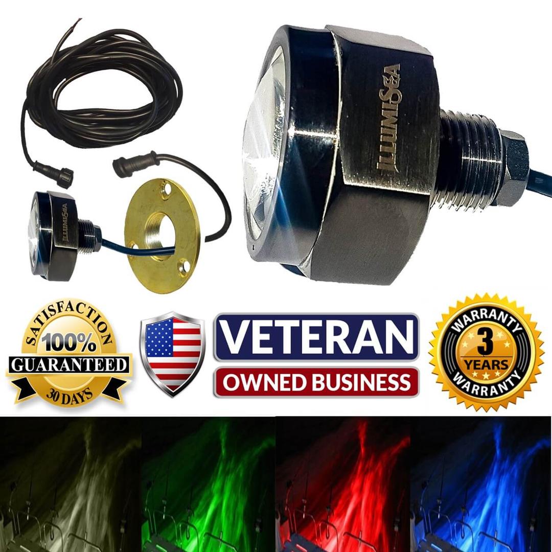 JXOFROAD RGB Multicolor Boat Drain Plug Light,12V Waterproof Plug Lure  Stainless Steel Transom Marine Light for Night Fishing