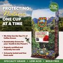 top 2% of coffee grown, sustainable practices, organic certified, third party tested free of mold