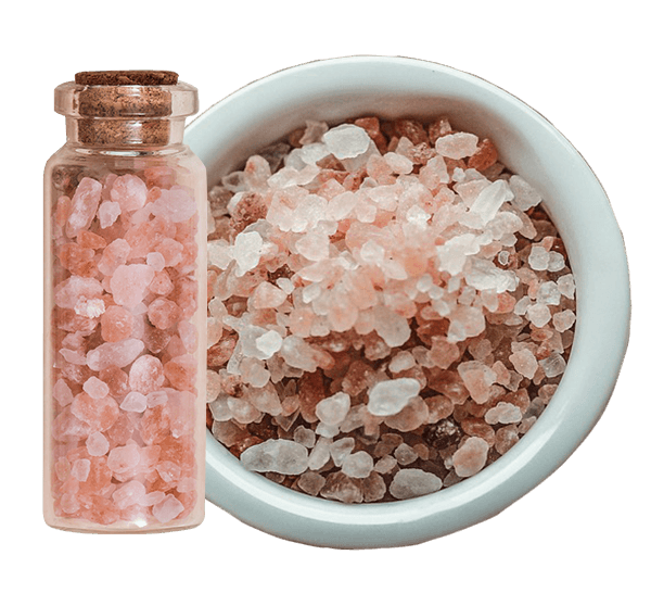 Himalayan Rock Salt in a bowl and small vial