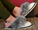 Margo - Women warm wool leather slippers - Reindeer Leather