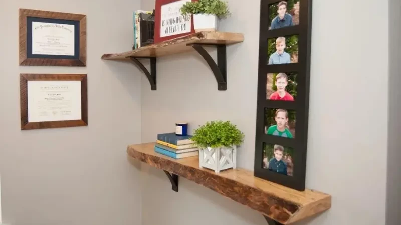 Live Edge Shelves with Arch Steel Brackets