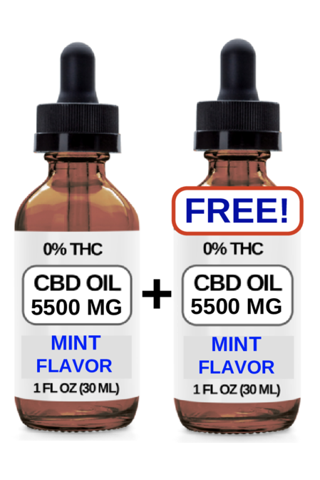 1 Bottle (Plus 1 Bottle Free) (5500 MG CBD Each) CBD Oil Drops. (Mint Flavor) Our Strongest CBD OIL.