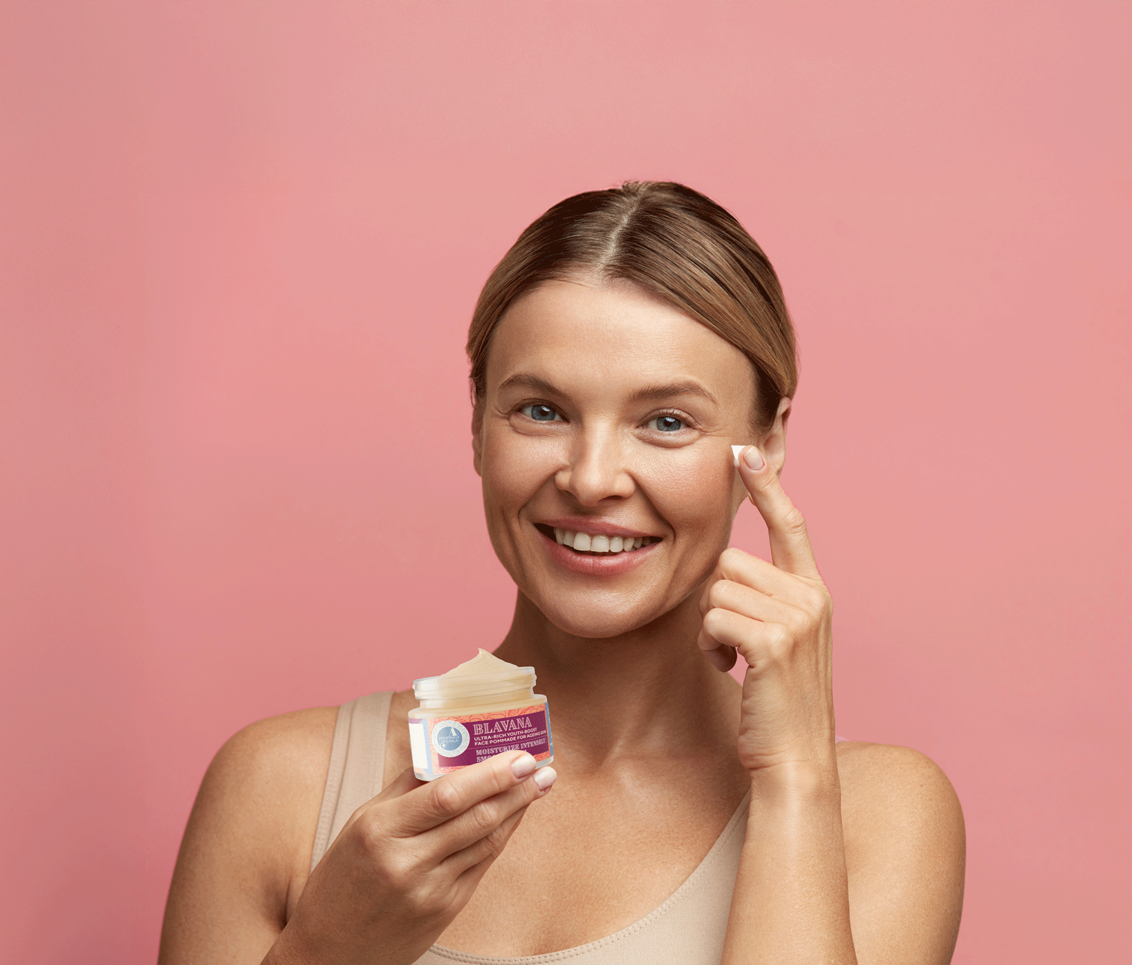 Women applyping Blavana face Pommade