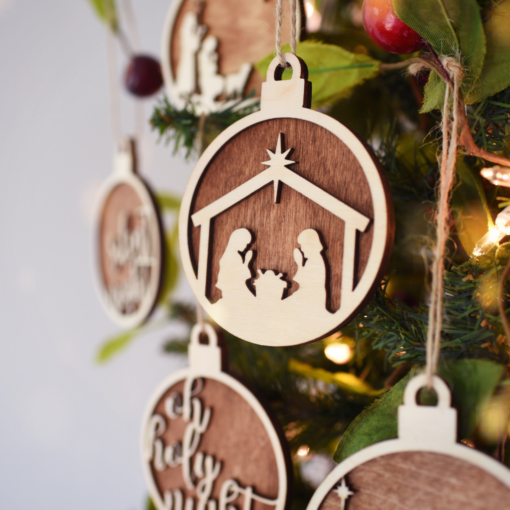 Rustic Christmas Nativity Ornament Set