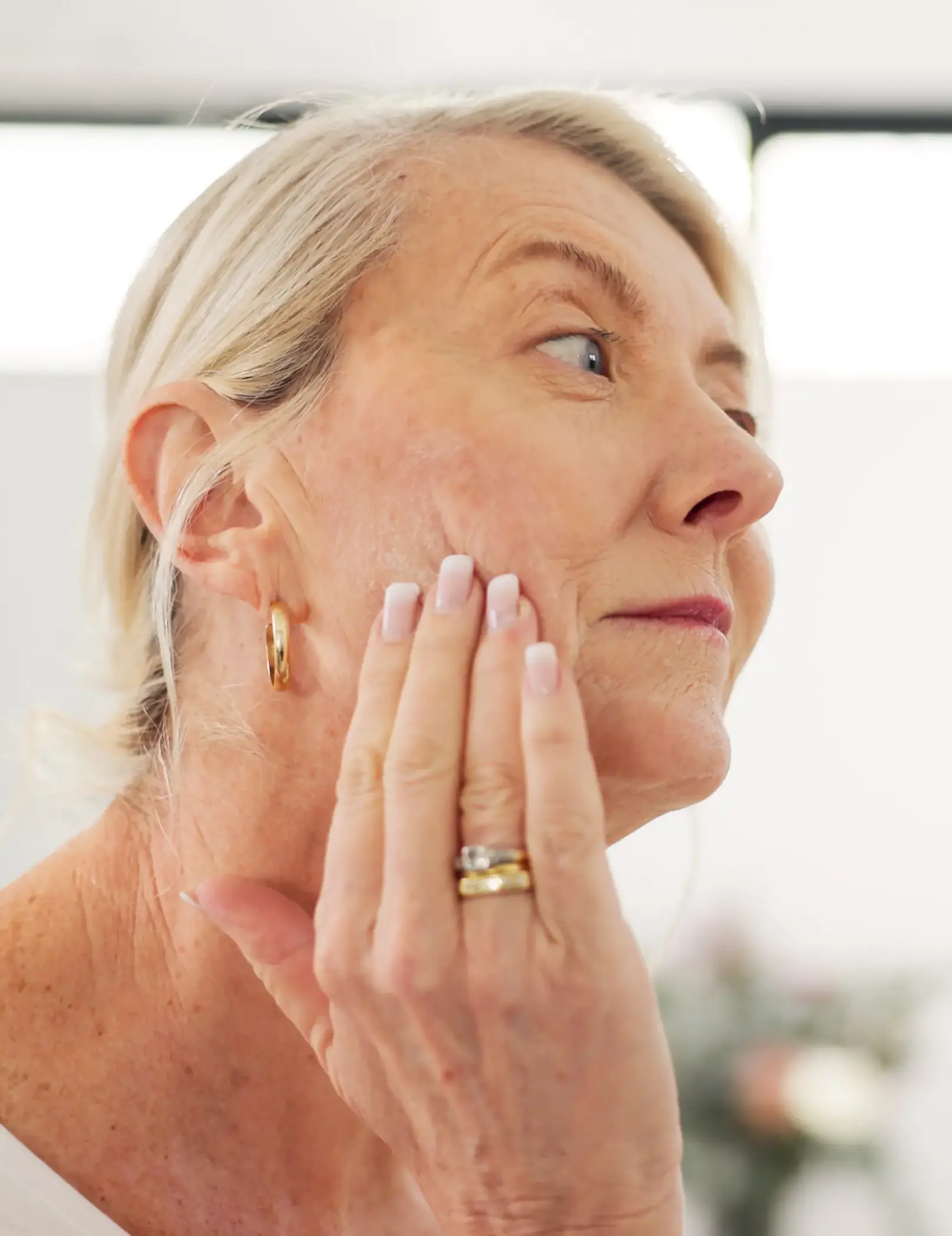 Women showing digastric Muscle