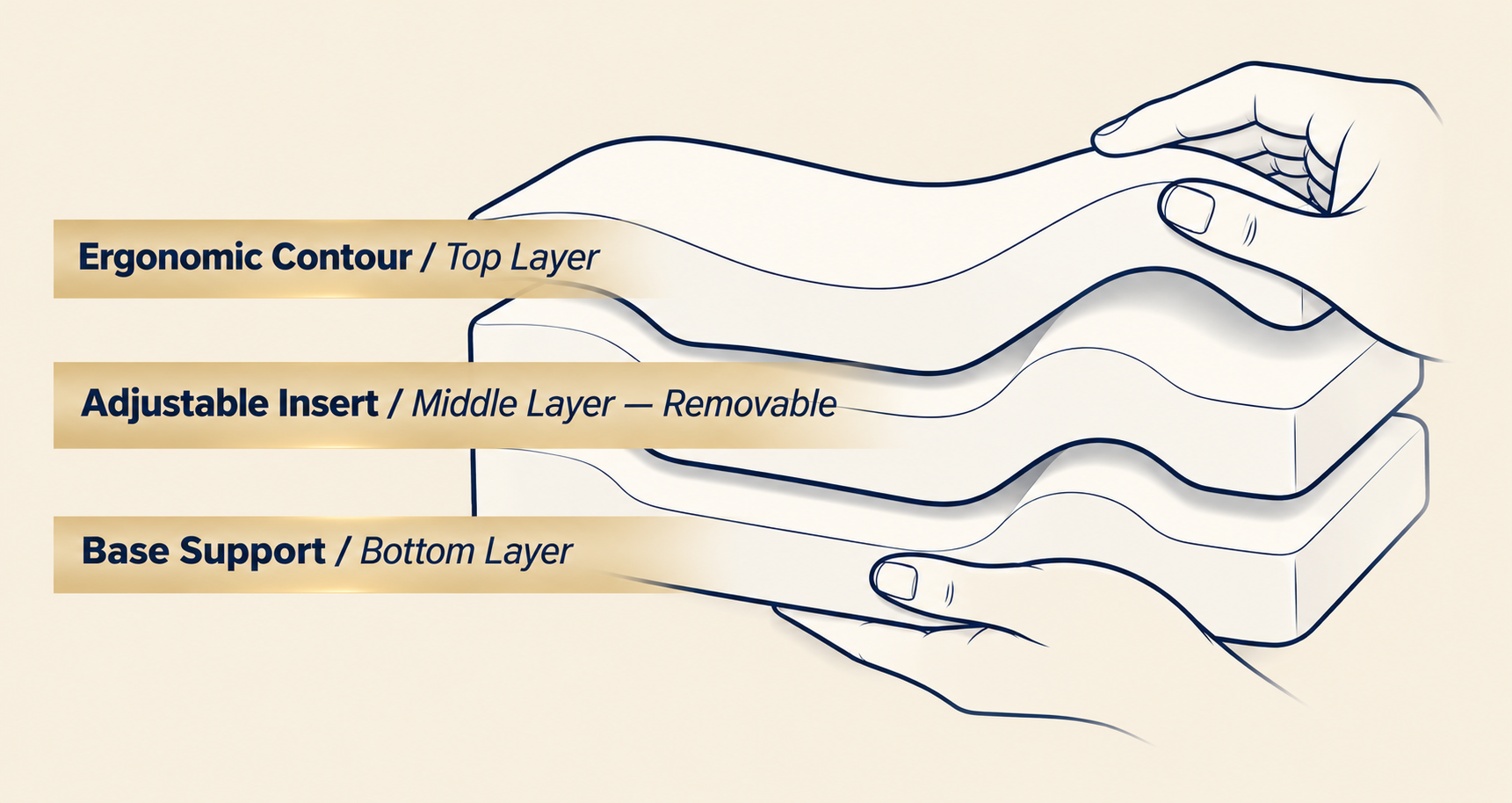 Royal Therapy 3-Layer Travel Memory Foam Pillow