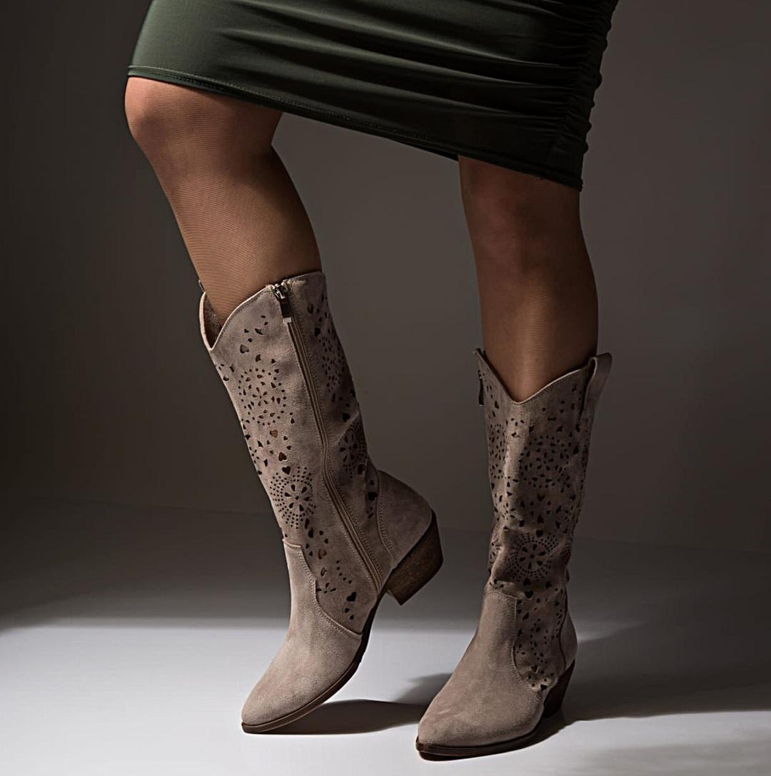 Martina - Women cowboy leather boots - Reindeer Leather