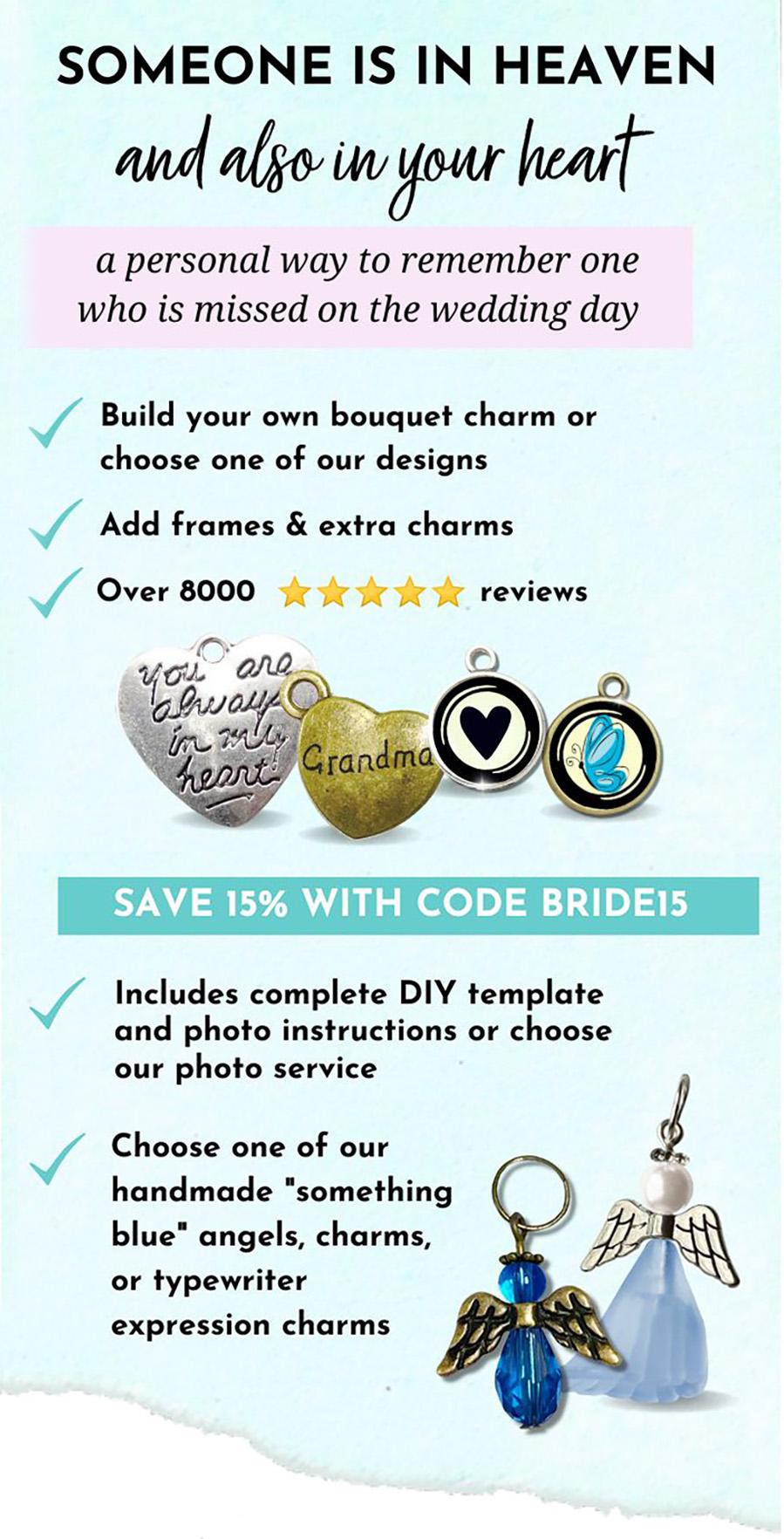 Someone is in heaven, Gutsy Goodness memory bouquet charms for weddings, gift for bride