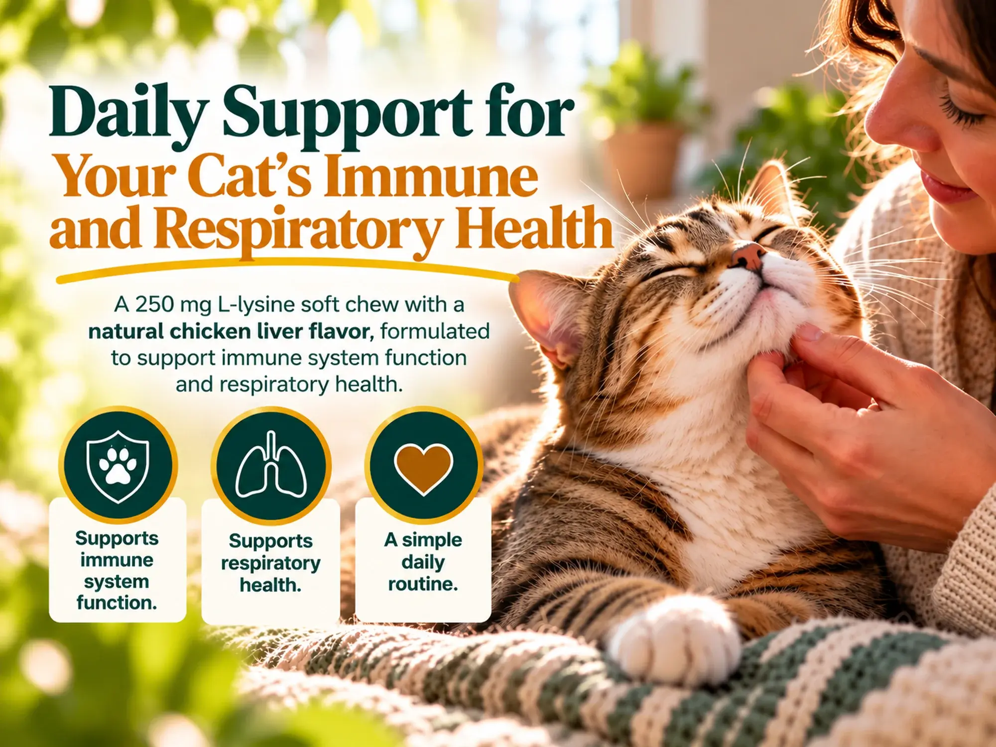 RespiraCat L-lysine soft chews jar for cats