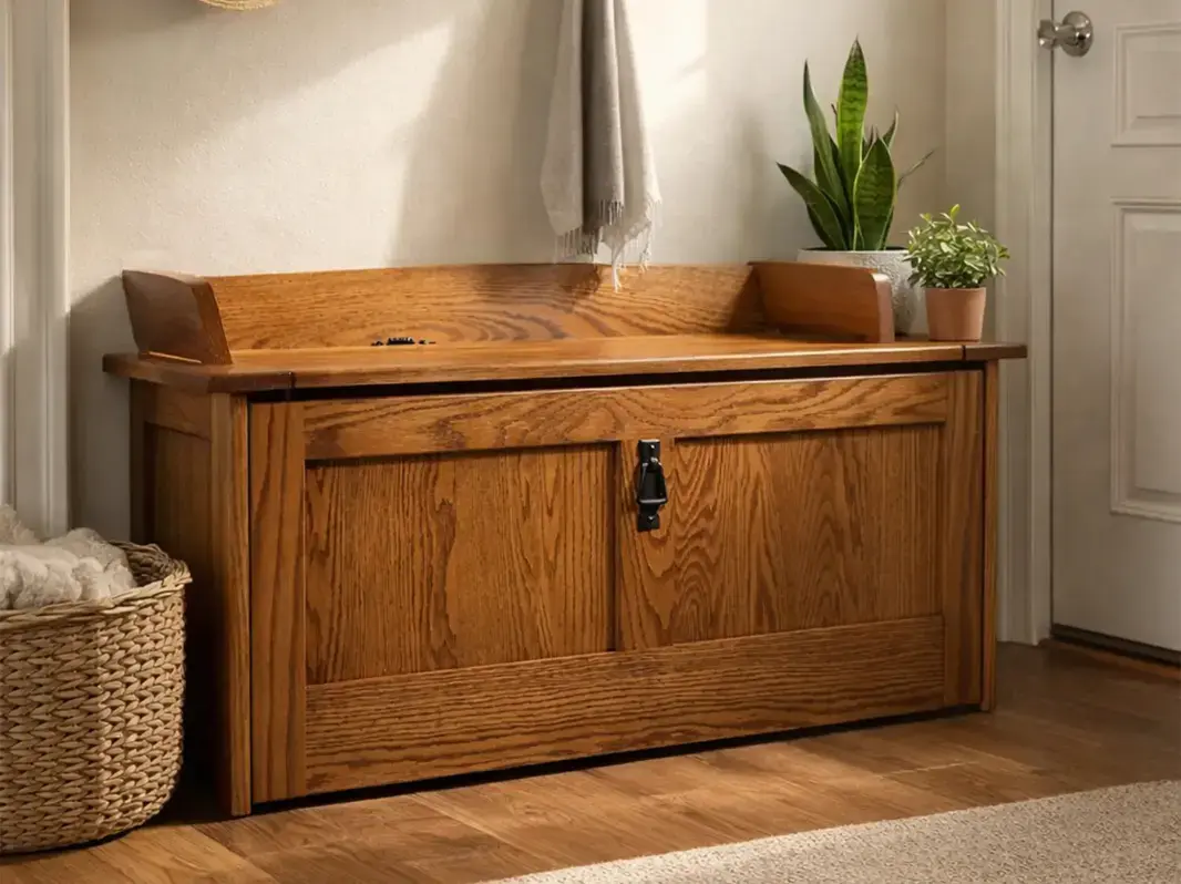 Mission Style Shoe Storage Bench