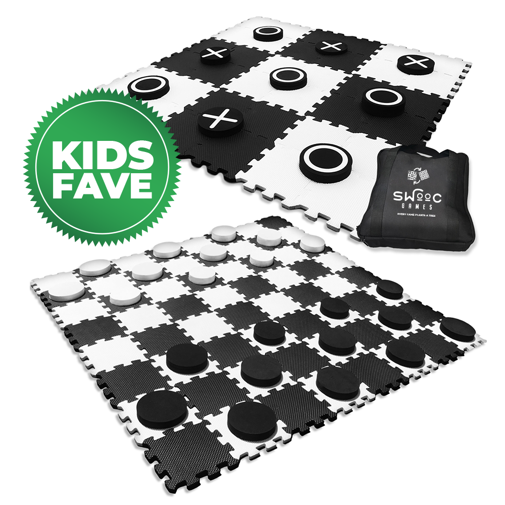 2-in-1 Giant Checkers &amp; Tic Tac Toe Game