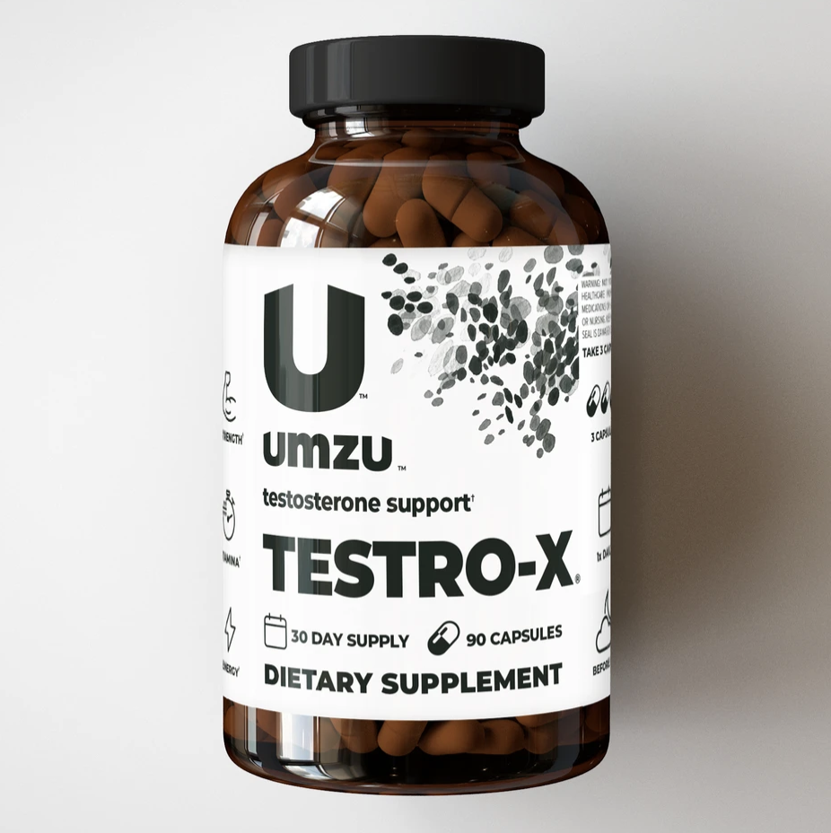 Front view of Testro-X supplement bottle