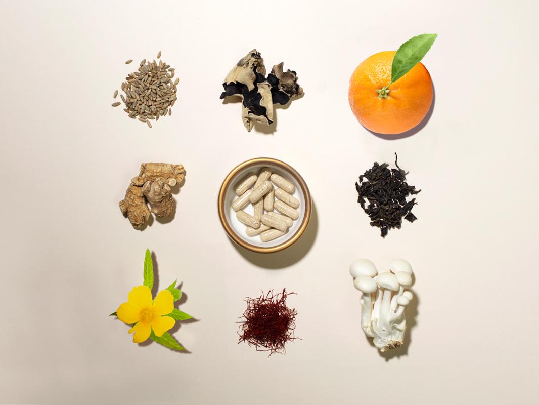 Overhead shot of Libby ingredients arranged in a 3x3 grid