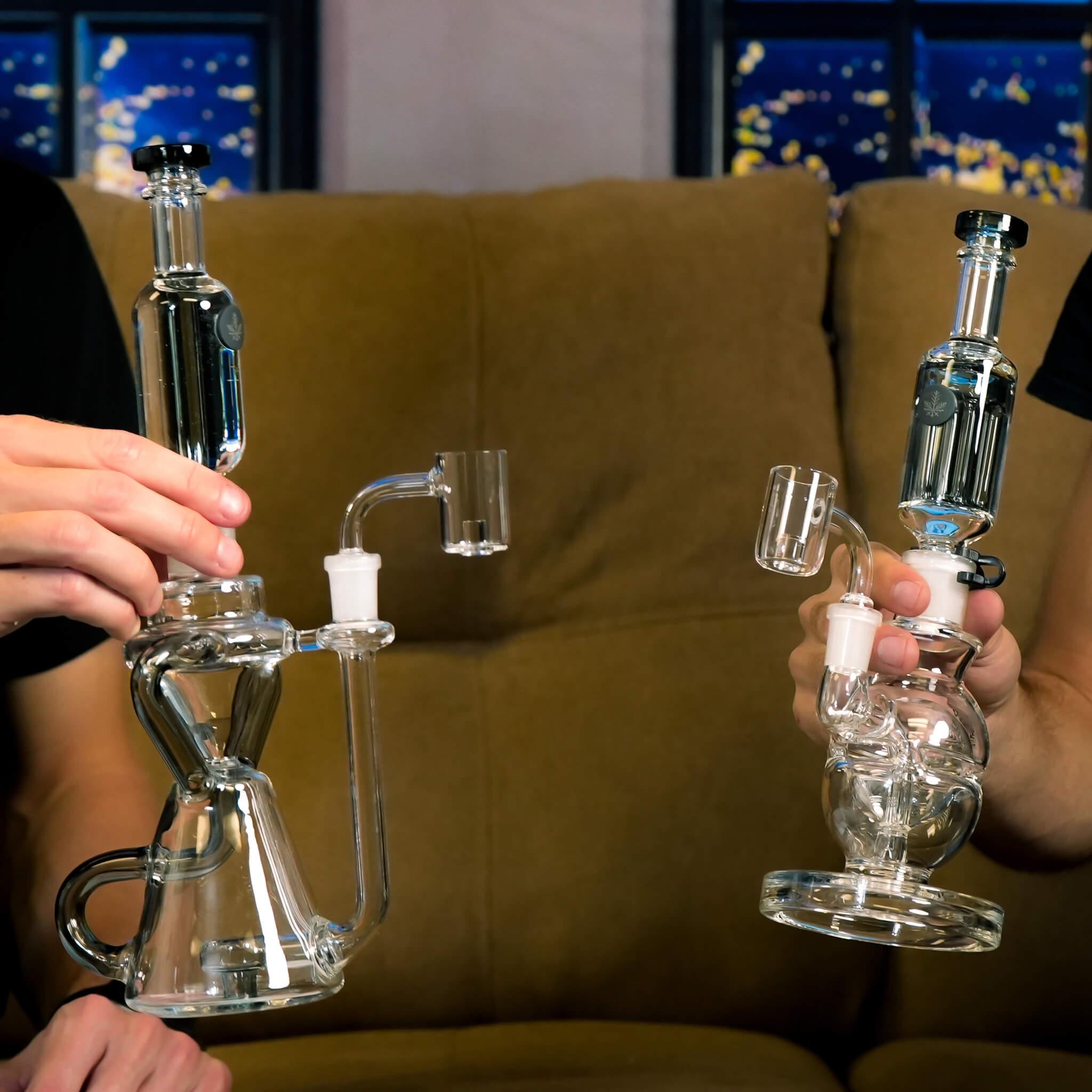 two borosilicate glass dab rigs