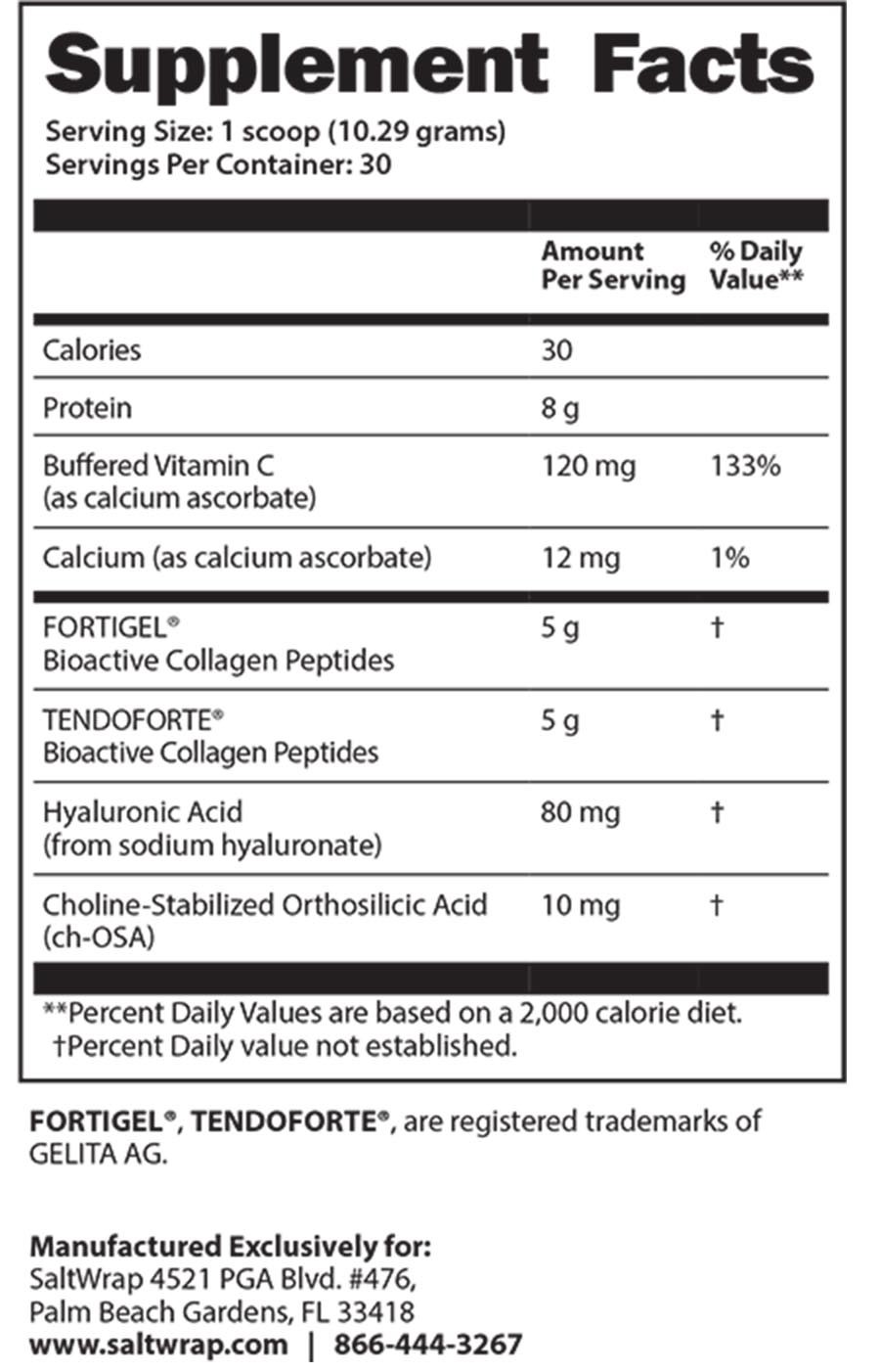 Collagen Synthesis Supplement Facts