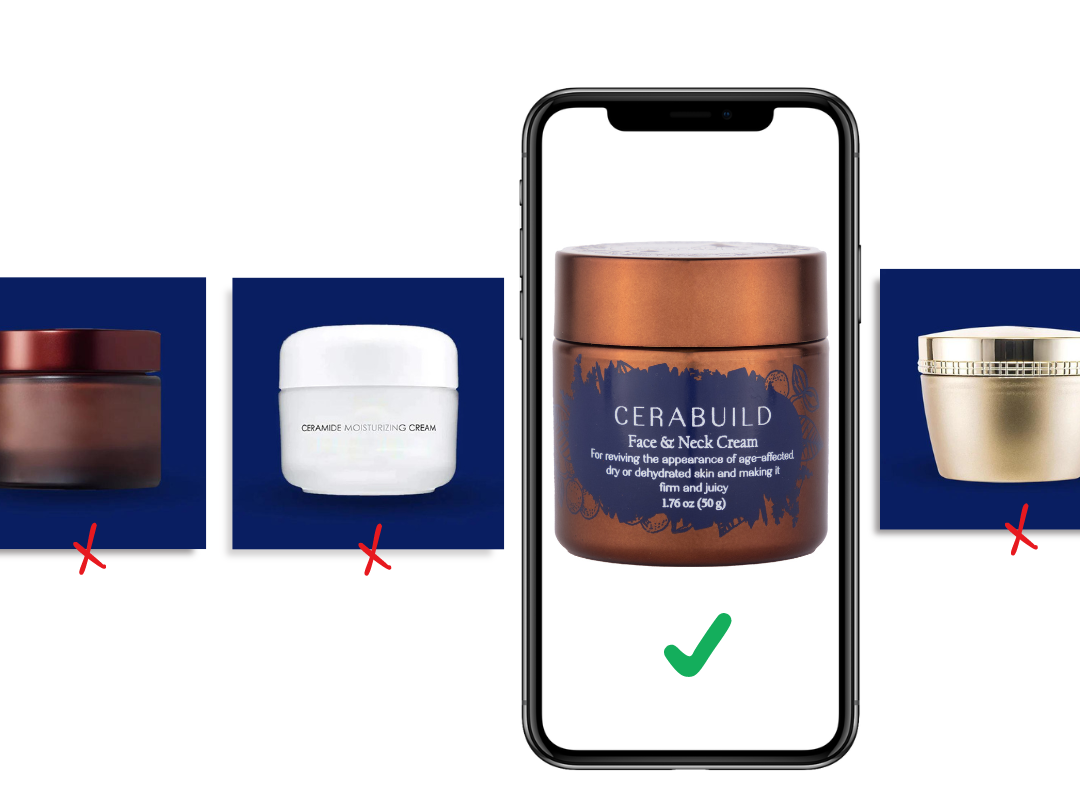 Image of products sliding across an iphone, and right choice being cerabuild