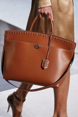 Brown leather tote