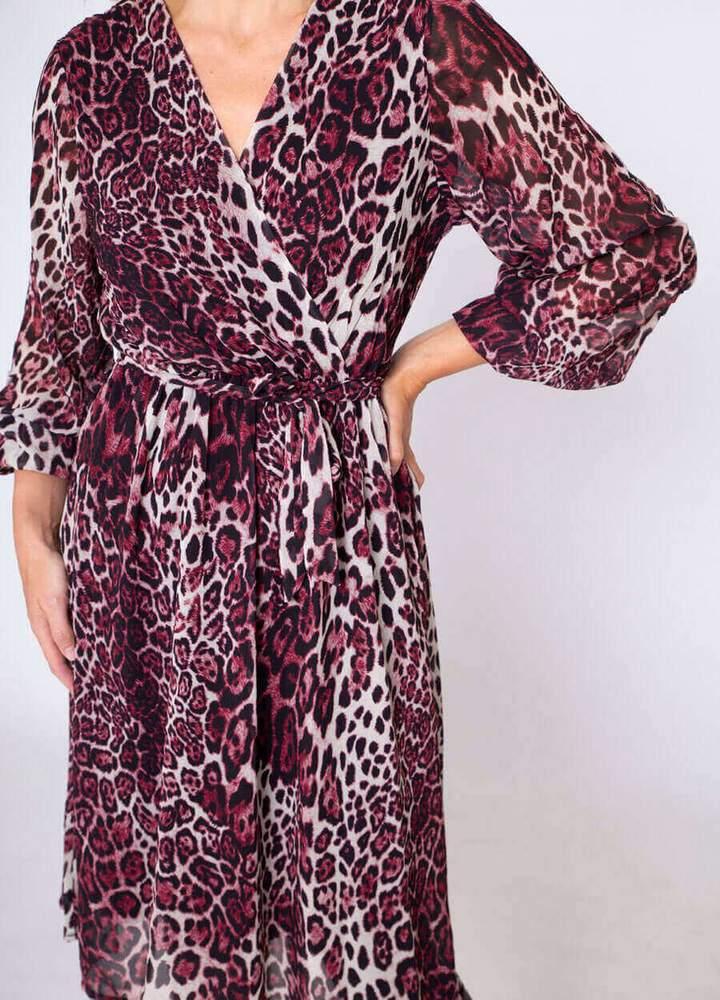 Wrap Midi Leopard Print Dress