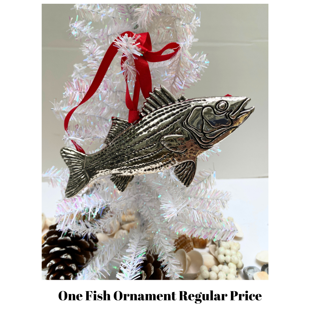 Silver Fish Christmas Ornament, Handmade, Fisherman Christmas Gift