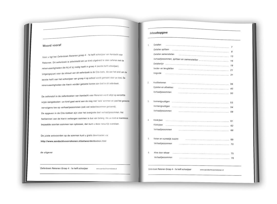 inhoud oefenboek rekenen groep 4