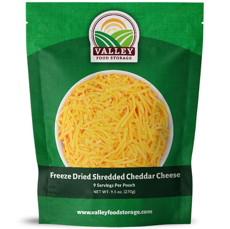 Freeze Dried Shredded Cheddar Cheese - Single Pouch - Valley Food Storage