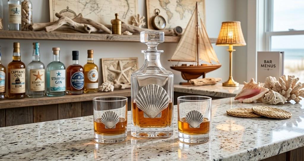 seashell decanter set gift for beach lover