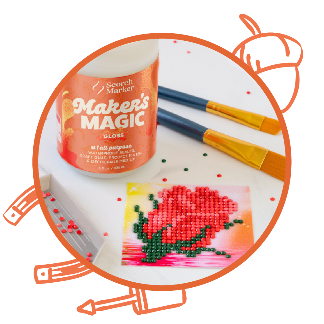 Maker's Magic Gloss - #1 Craft Glue, Waterproof Sealer, Decoupage Medium  and Project Finish - Scorch Marker