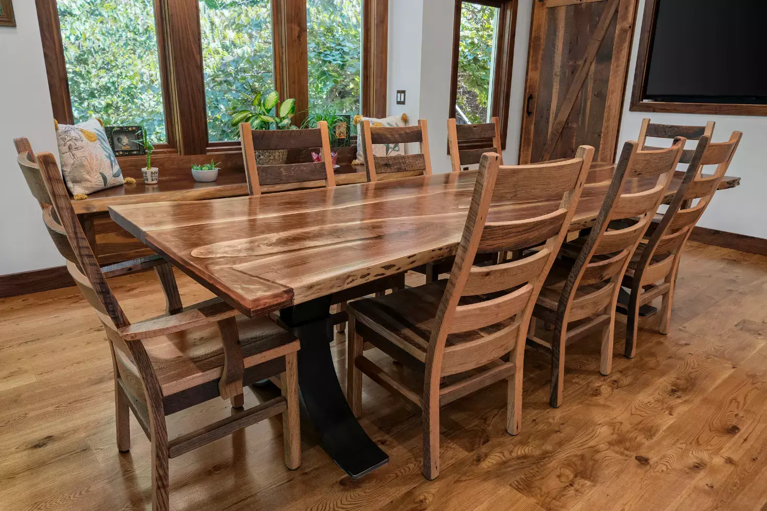 custom live edge walnut wood dining table