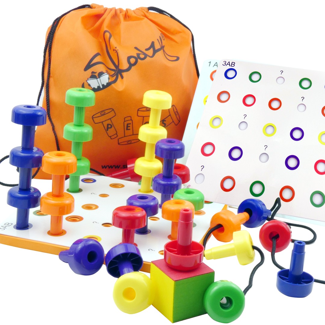 Skoolzy Peg Board Set Montessori Toys for Toddlers Preschool Kids30 Lacing 