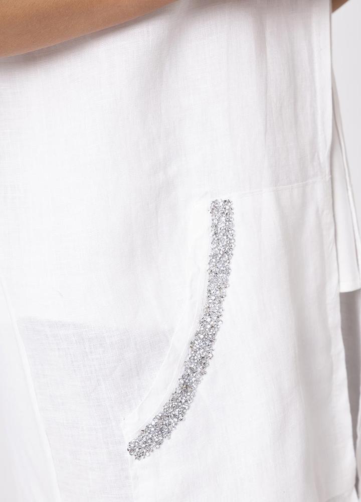 Hoody Sequin Pocket Linen Jacket