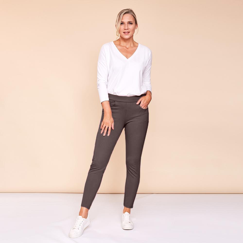 Ann Stretch Waist Trousers (Khaki-Dark)