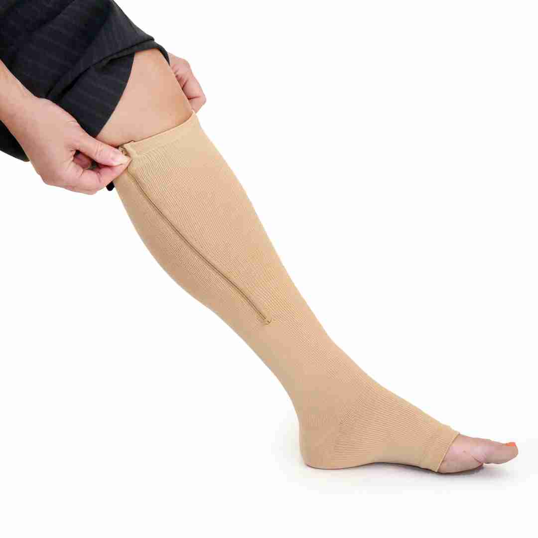 Zippered compression sock