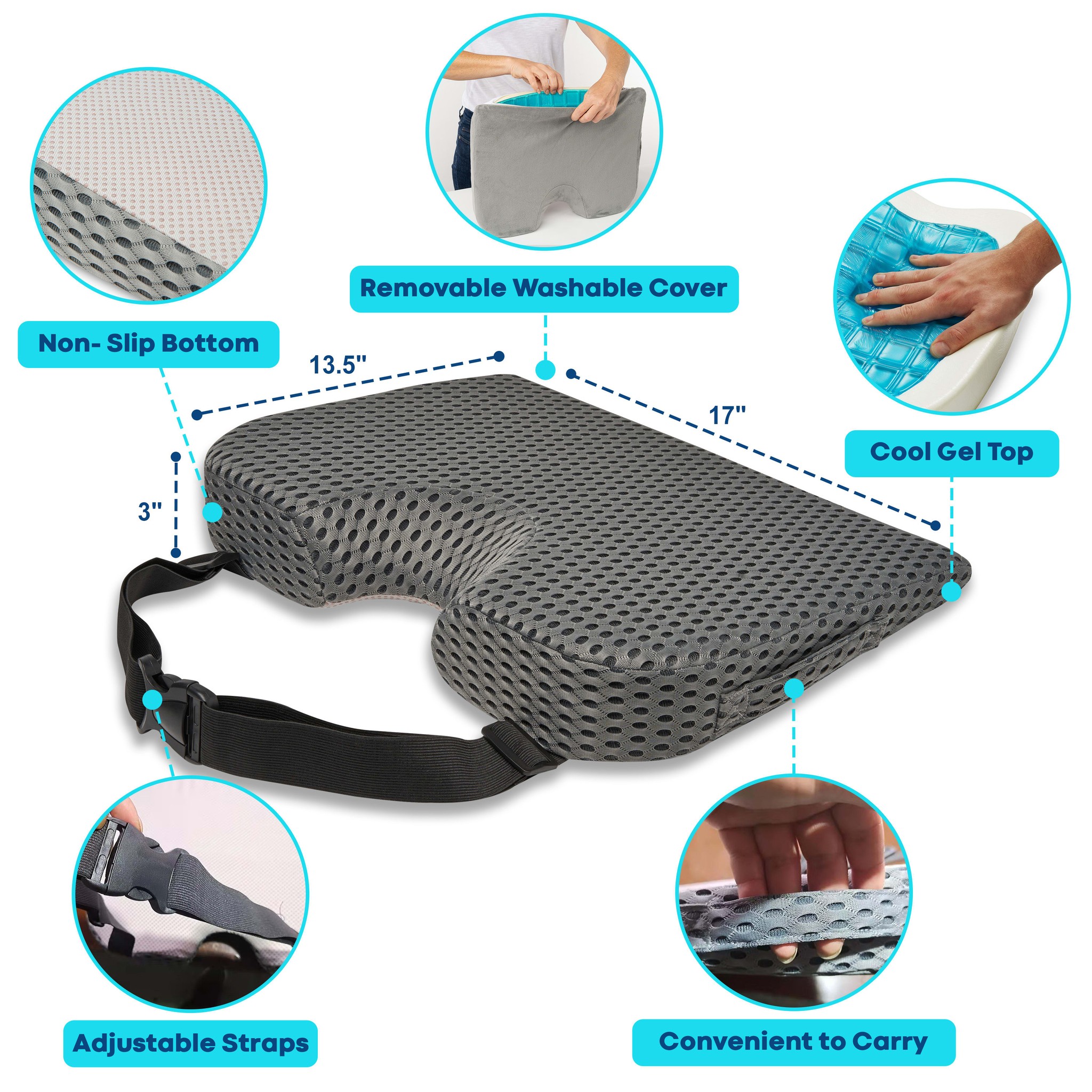 Car Seat Cushion| ComfiLumba Enhanced Gel & Memory Foam Wedge - Easy ...